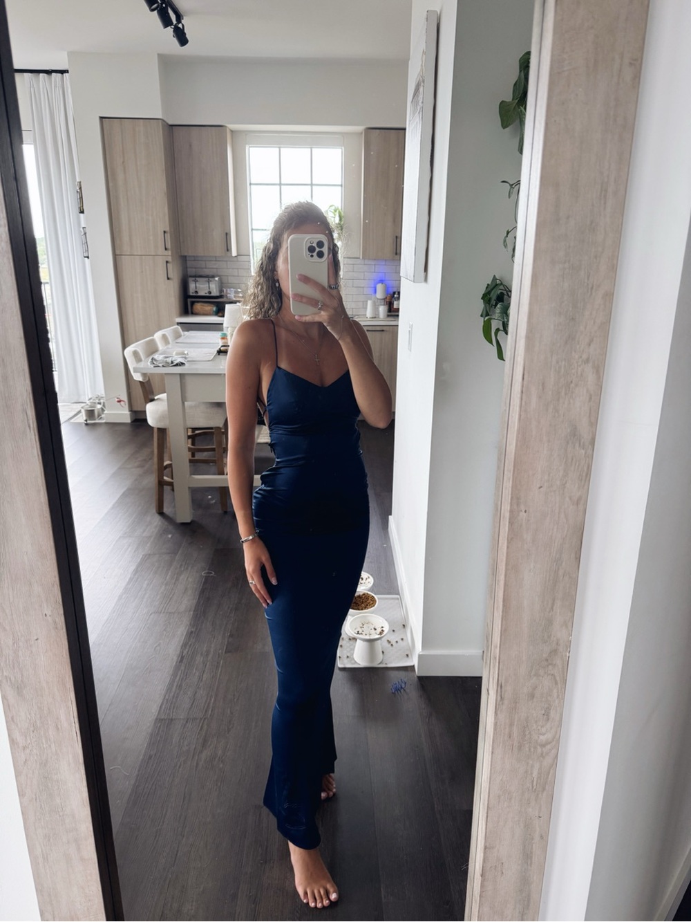 Shein Elegant Navy Slip Maxi Dress - Classic Evening Style (Size XS)